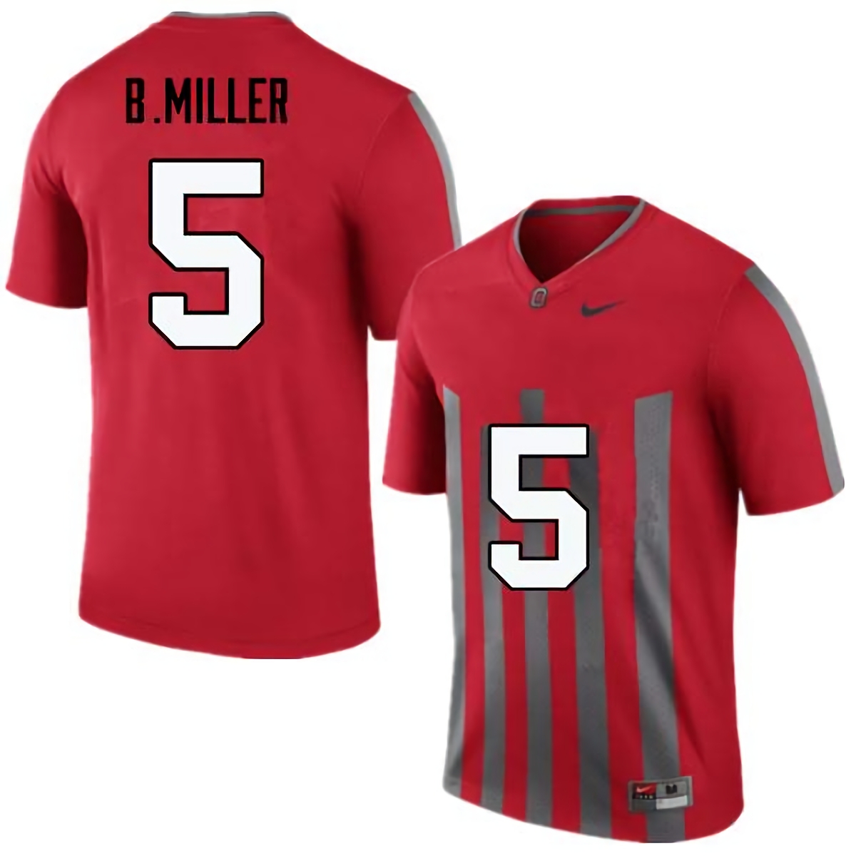 Braxton Miller Ohio State Buckeyes Men's NCAA #5 Nike Throwback Red College Stitched Football Jersey KQO5256TN